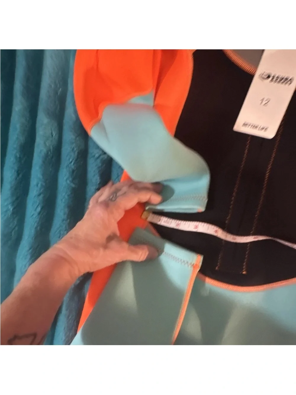 Kids Orange, Teal & Black One-Piece Swim Wetsuit